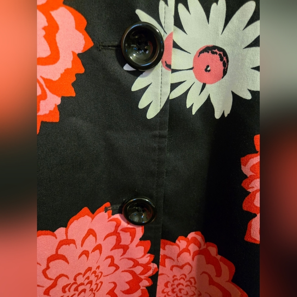 Sara Campbell Black Pink Floral Coat Size Medium Woman's Jacket R12 - Picture 7 of 11